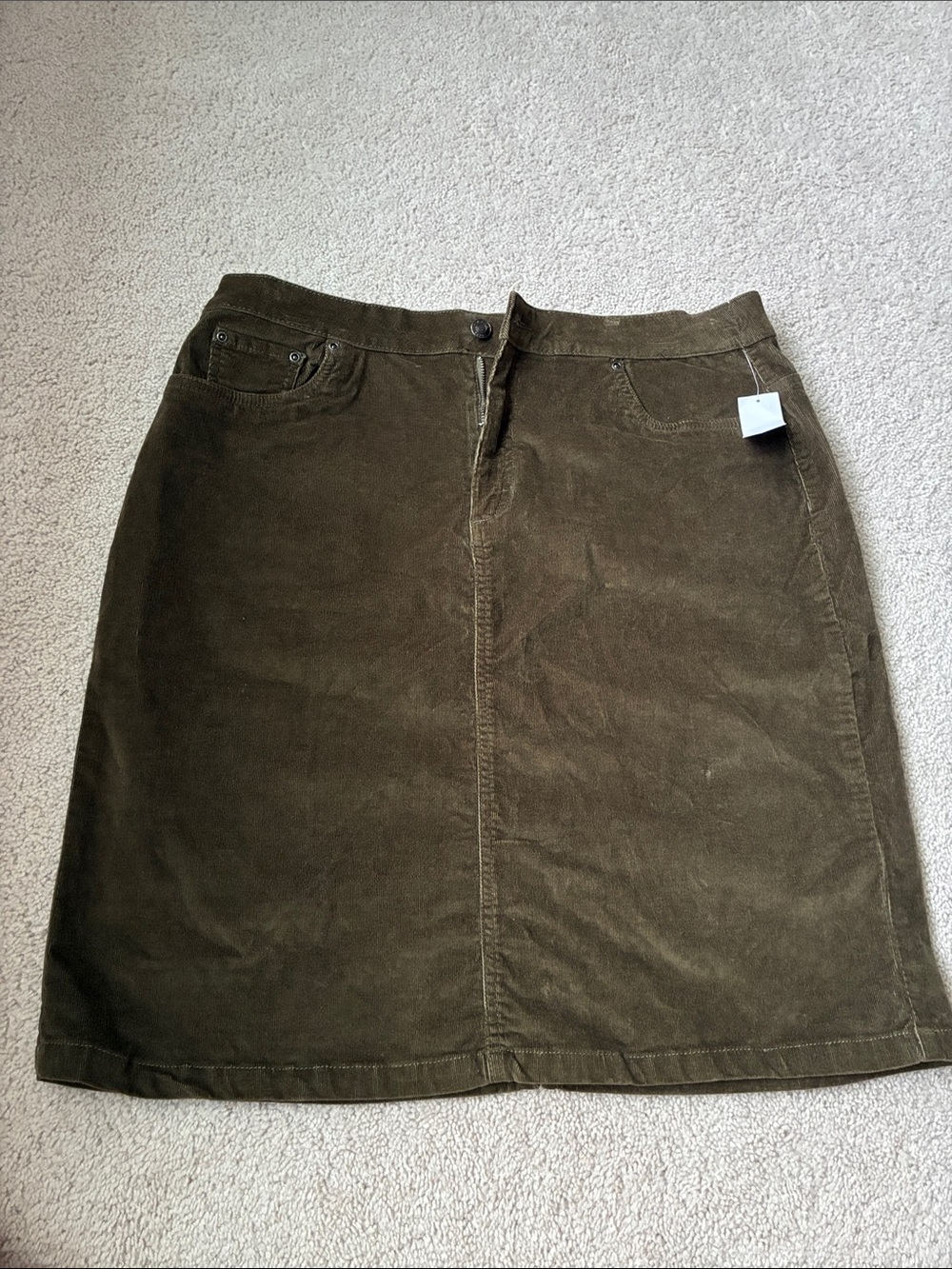 Cotton New Laura Scott Women's Olive Green Corduroy A-Line Skirt size L